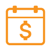 calendar with a money symbol on it icon