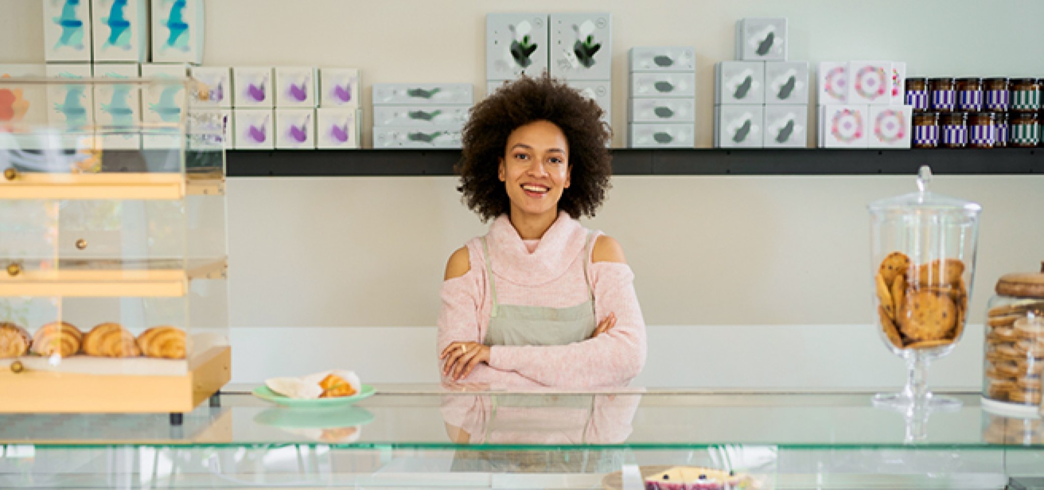 woman working in a small bakery